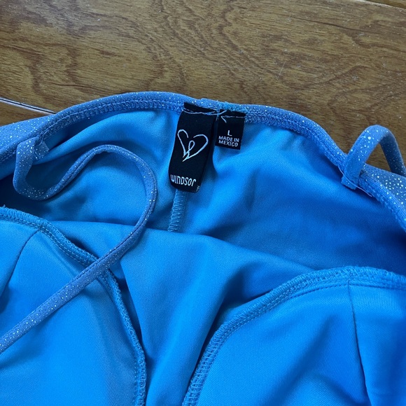 Windsor Shimmer Light Blue Spaghetti-Strap Mini Dress - Picture 6 of 7